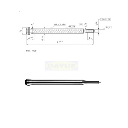 Precision punch with trombone neck format D machining