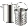 Stainless Steel Stock Pot 64Quart with Basket