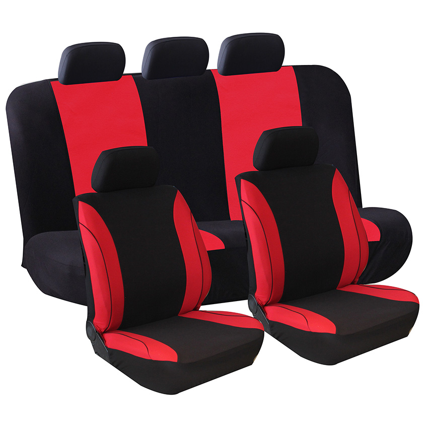 cubiertas de asiento de carro negro y rojo de malla