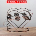 Iron art heart-shaped wine display rack