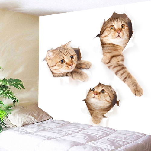 Three Cats Lovely Tapestry Animal Cute Wall Hanging 3D Print Tapestry for Livingroom Bedroom Home Dorm Decor