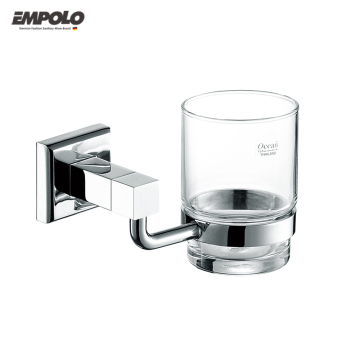 Brass and Glass Single Cup Wall-Mounted Bathroom Faucet