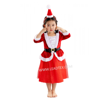 Christmas santa girls in sequin fabric costumes