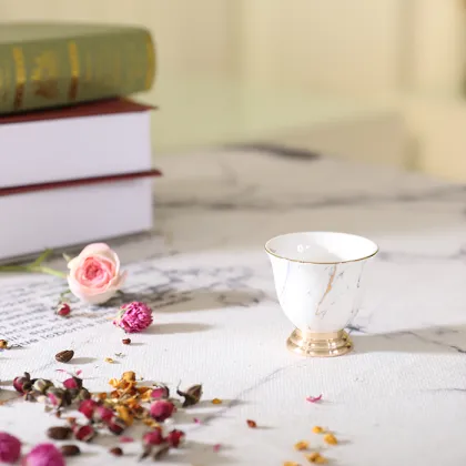 12pcs Golden Rim Ceramic Tea Cup Set with Gift Box - Middle East Arabic Tea Set