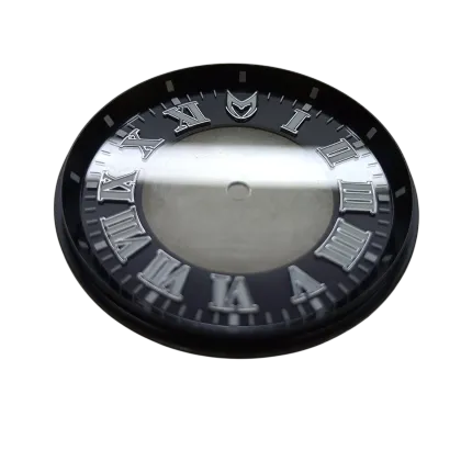 Transparent plastic watch dial with Roman numerals