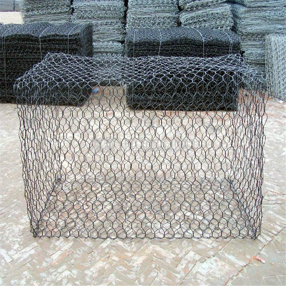 PVC coated and galvanized woven gabion basket