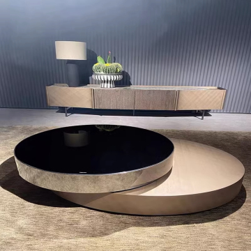 Gold Marble Modern Luxury Italian Coffee Table Set - Steel Round White 2 Piece