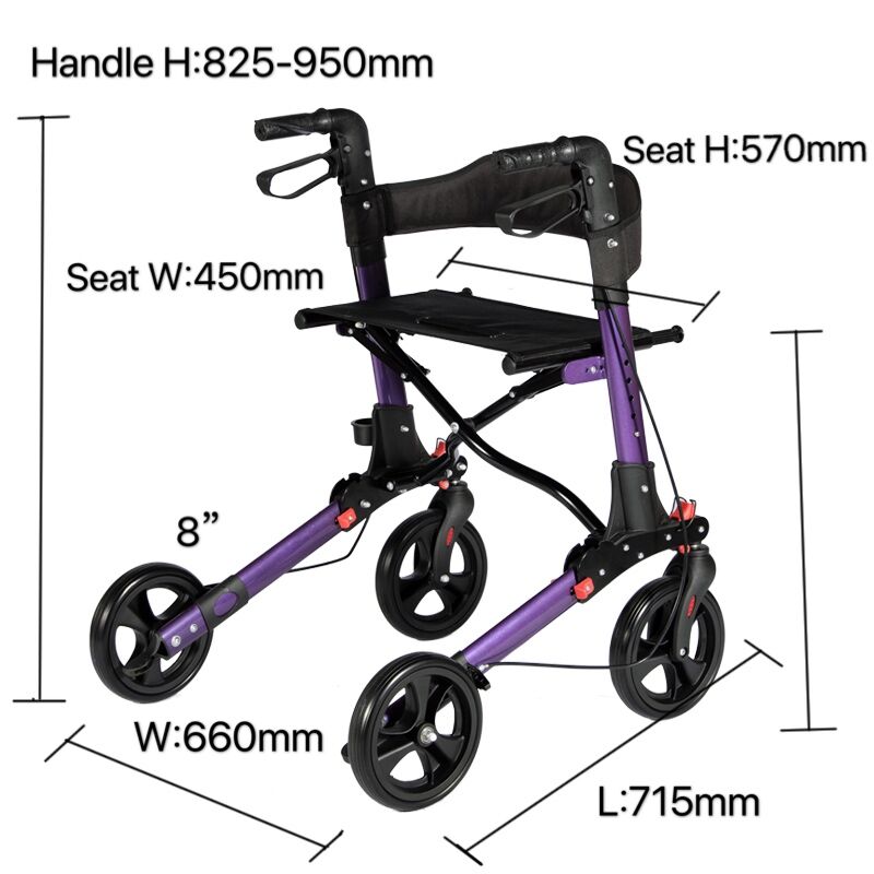 High quality foldable rollator walker with brake for elderly