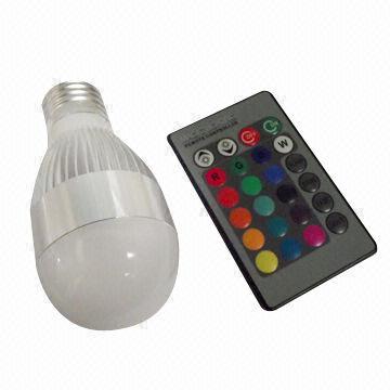 RGB globe LED lamp with remote, rainbow, mainly used in shop and club, 3W