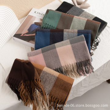 Autumn & Winter Fashion: Sweet Plaid Cashmere Scarf for Women