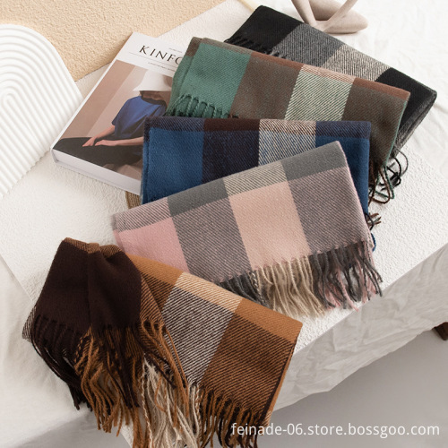 Autumn & Winter Fashion: Sweet Plaid Cashmere Scarf for Women
