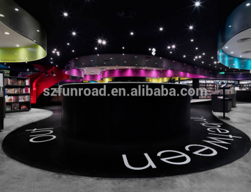 Latest design book shop decoration/book shop furniture
