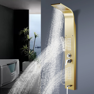 Bathroom Brushed Black Gold Rain Shower System Panel Wall Mounted for Home