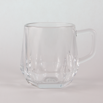 Customized 280ML Diamond Shape Lead-Free Glass Cup with Handle