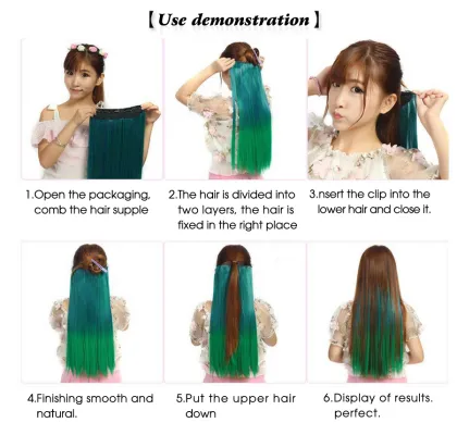 Alileader Wholesale 24 "Wig Fiber Hair Smooth Straight 5 Clip in Synthetic Hair Extension