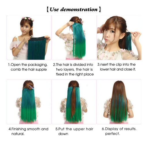 Alileader New Clip In Hair High Temperature Straight Silky Smooth 24 "5 Clip In Hair Extension Synthesis For Fashionable Women