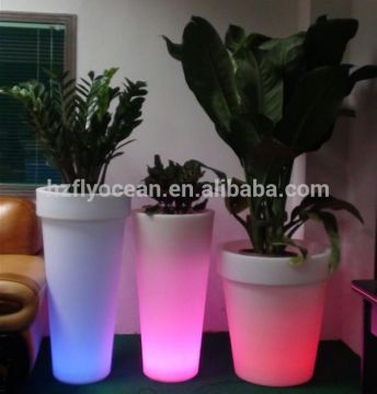 FO-9520 LED Garden Floral Pot, LED Lighted Plastic Planter, Outdoor Tall Round Flower Pot