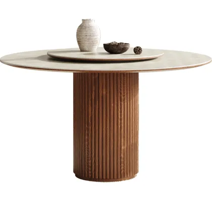 Nordic Retro Solid Wood Dining Table - Modern French Design