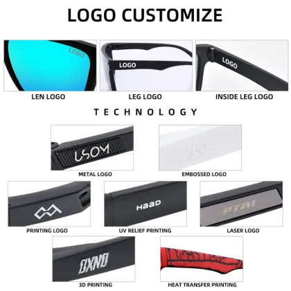 Custom Printed Cheap Black and Blue Mirror Polarized Sunglasses