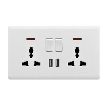 AX 2 Gang 2x13a Switched Socket mit Neon