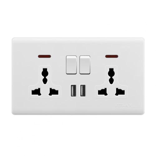 AX 2 Gang 2x13a Switched Socket mit Neon