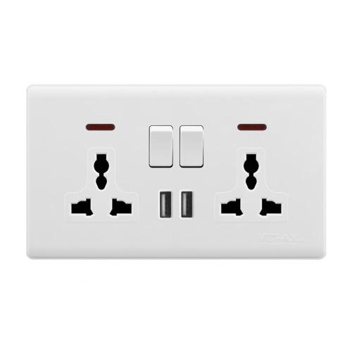 AX 2 Gang 2x13a Switched Socket mit Neon