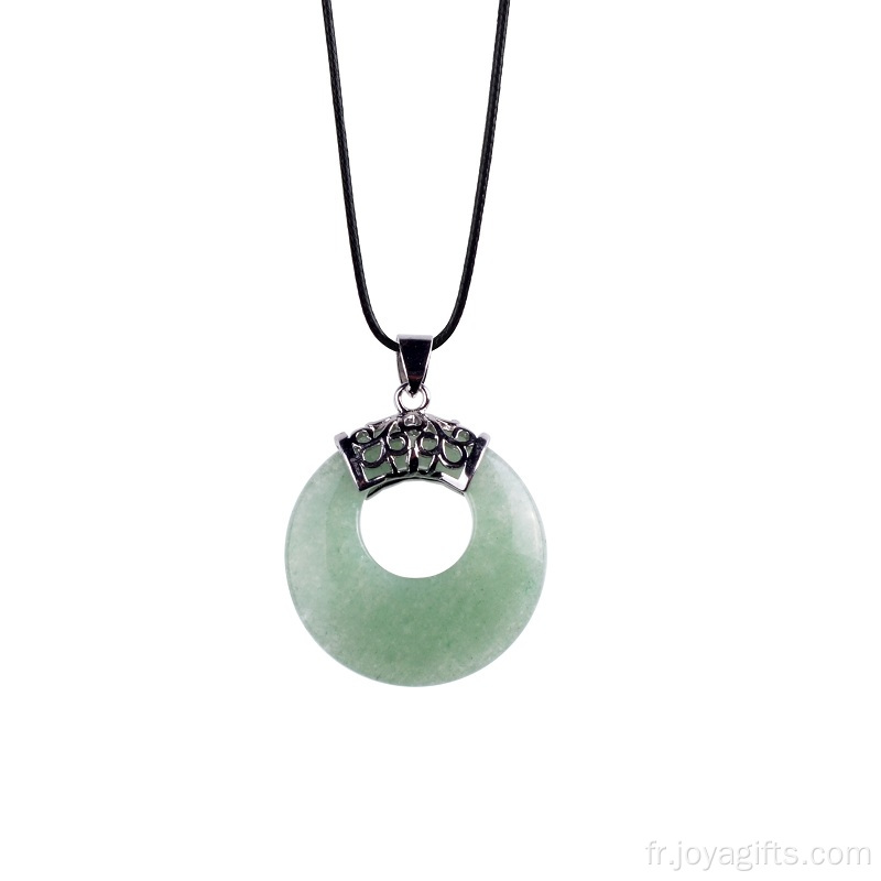 Pièce de monnaie pour femmes Aventurine verte collier pendentif chandail chaîne bijoux