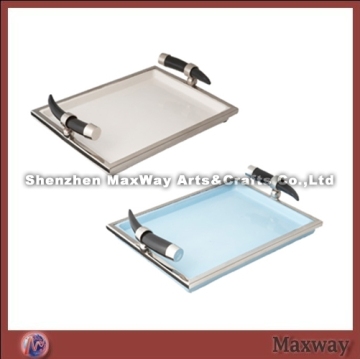 10mm Thickness Square High Grade Acrylic Serving Tray with Horn Handles