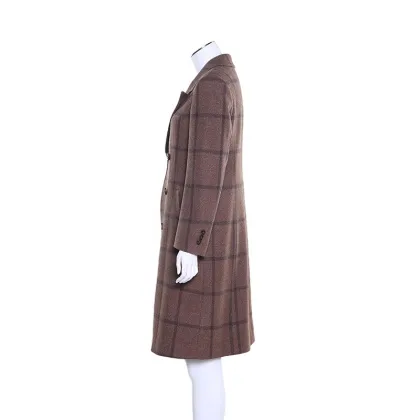Advanced Personal customization cashmere wool coat plaid overcoat double breasted coat women