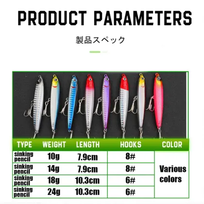 10g-24g Sinking Hard Pencil Lure Stickbait Swim Bait for Bass and Pike Fishing