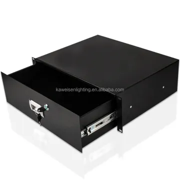 Metal Lockable 2U Black Network Server Cabinet with Rotatable Shelf and Drawer