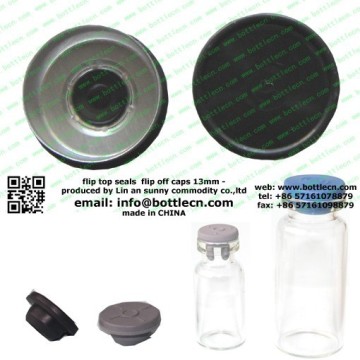 black 13mm pharmaceutical flip off aluminium cover cap lid