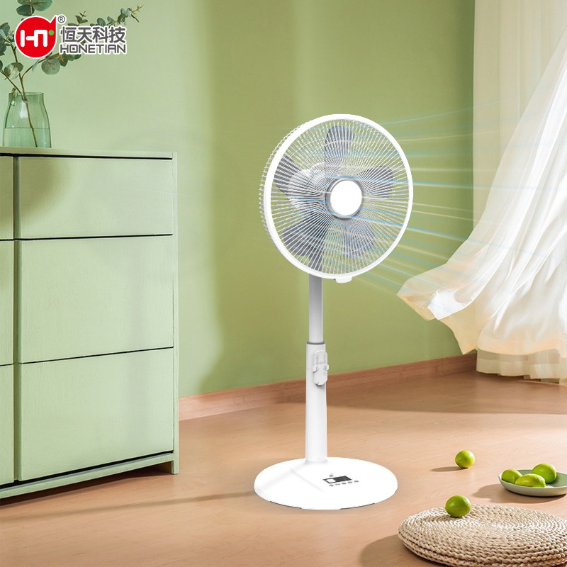 HONETIAN button control LED display adjustable height 8 speeds 4 modes 8 timer 14 inches DC custom colors indoor pedestal fan