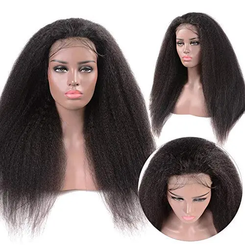 Italian Yaki Straight Virgin Lace Front Wig Human Hair Top Quality 8A 9A 10A Cuticle Aligned Peruvian Human Hair Front Lace Wig