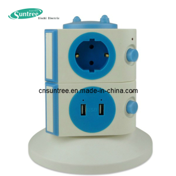 Power Socket 230V 3 Pin Socket Switched Socket Outlets with 2.1A USB Wall Socket Vertical Socket