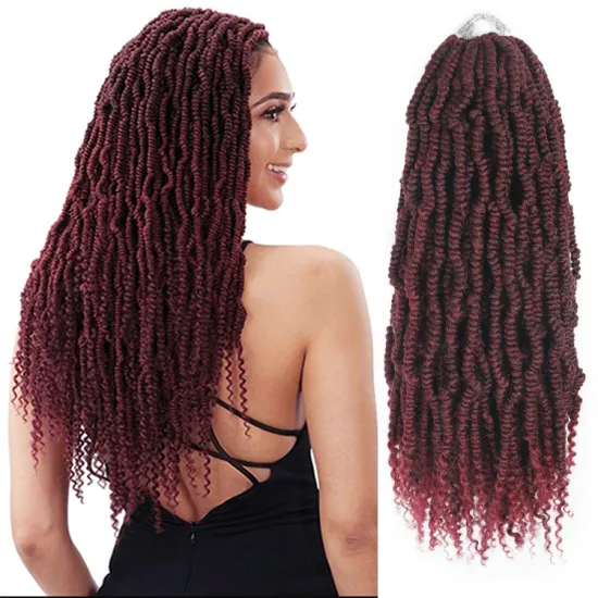 18 inch Synthetic Braids pre stretch passion twist Crochet Hair Extension Prelooped Bomb twist braids For Women