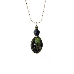 Natural Gemstone Agate Necklace with Silver Chain