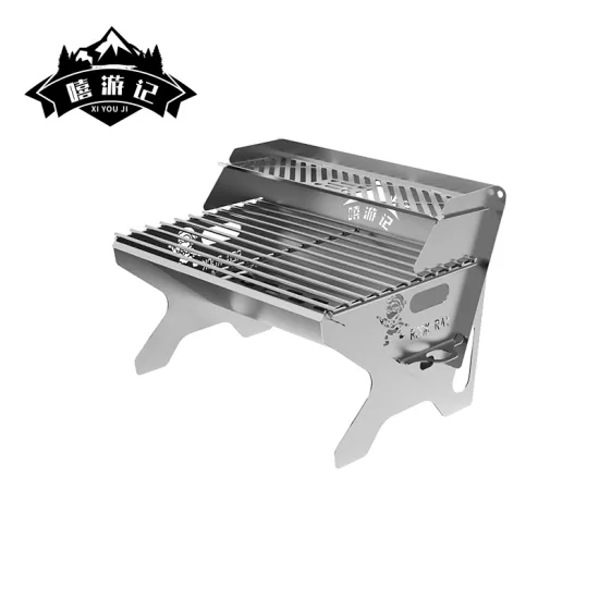 Multifunctional Portable Firewood Stove Stainless Steel BBQ Grill with Carrying Bag