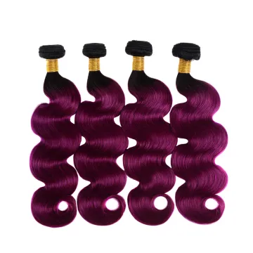 Ombre Brazilian Hair Weaves Bundles 1B/Purple Straight Body Wave Ombre Human Hair Extensions