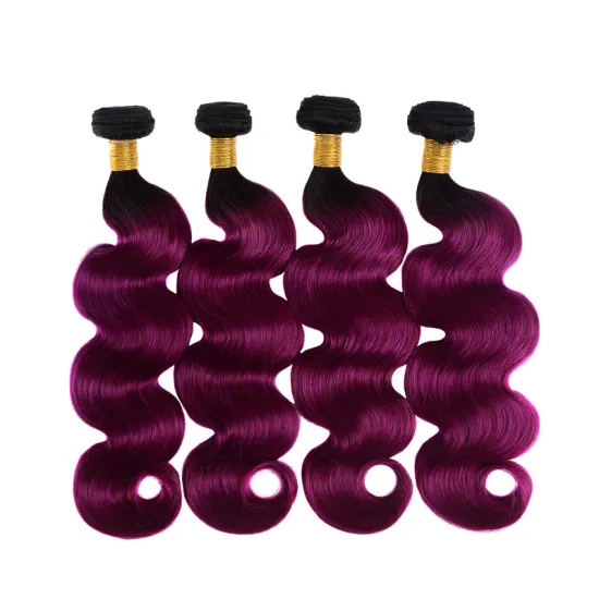 Ombre Brazilian Hair Weaves Bundles 1B/Purple Straight Body Wave Ombre Human Hair Extensions