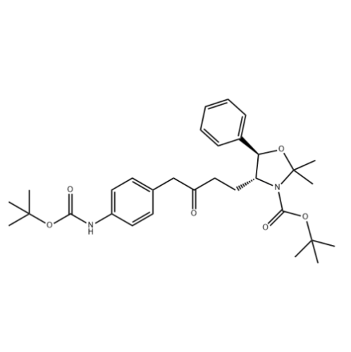 Tert-Butyl (4r, 5r) -4- (4- (4-((tert-butoxycarbonyl) amino) फिनाइल) -3-oxobutyl) -2,2-dimethyl-5-penyloxaz CAS 1426235-02-0