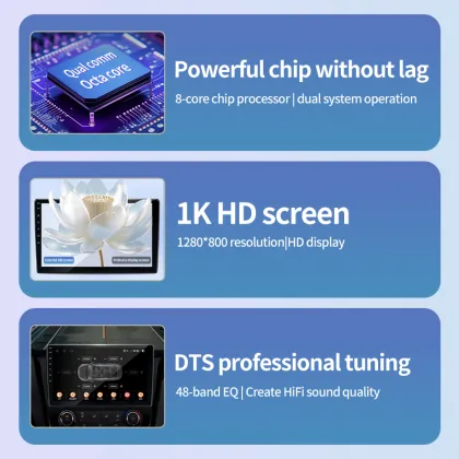 ROTISS 2GB+32GB Car Touch Screen with CarPlay, Android Auto, 1280x800 Resolution