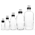 Botella de vidrio de Boston con tapa de la ronda transparente 15 ml