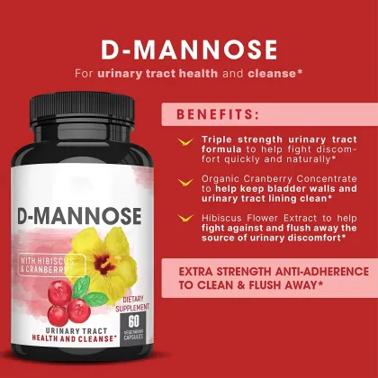 D-Mannose Capsules Cranberry Fruit Powder Fast Detox Flush