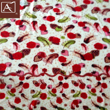 polyester dots printed micro flannel plush ,320gsm,velour flower design
