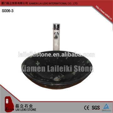 Cheap custom polished granite marble black small size wash basin