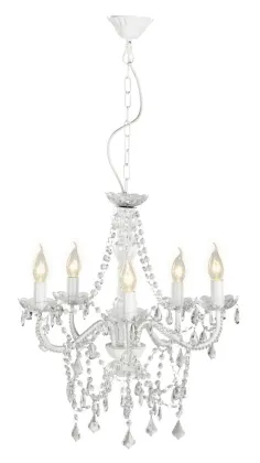 Multi Light White Candle Style Traditional Chandelier 52"W Acrylic Crystal Dining Room Chandelier