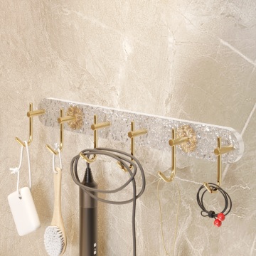 Gold Bathroom Kitchen Towel Hook - No Punching Acrylic Luxury Viscotic Clothes Wall Hook