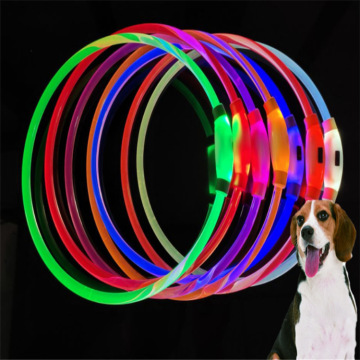 Factory Direct Sale Adjustable LED Dog Collar USB Rechargeable Light Up Necklaces Dog Lights for Night Walking