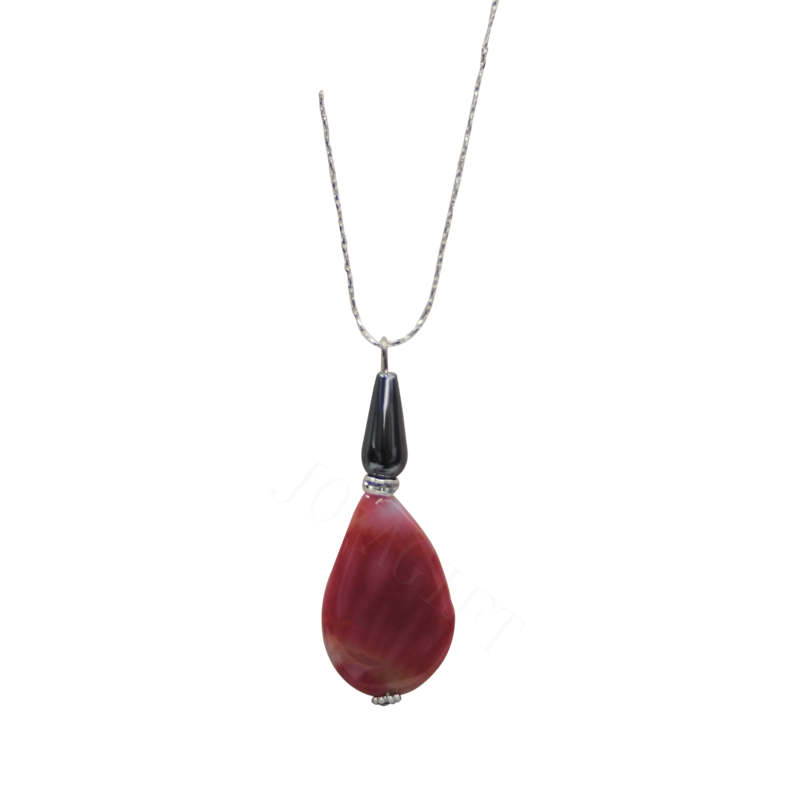 Collier d&#39;agate de pierres précieuses naturelles avec chaîne en argent